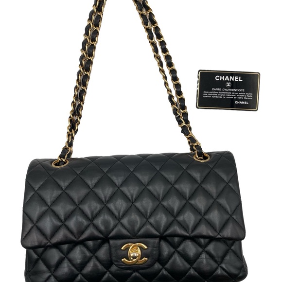 ✨$6700✨ Chanel Black Lambskin Double Flap Shoulder Bag - Picture 13 of 13